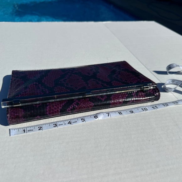 White House Black Market Purple Snakeskin Clutch Evening Bag - Picture 10 of 14